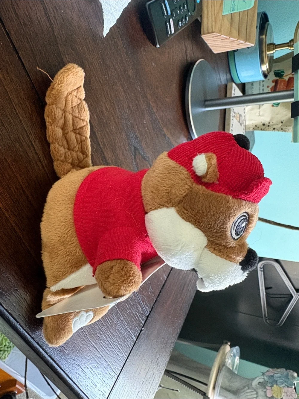 Buc-we Plush Phone Holder - Brown & Red